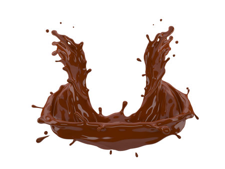 3d illustration of chocolate splash on white background