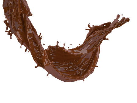 3d illustration of chocolate splash on white background