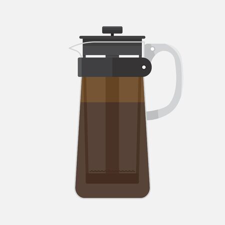 glass coffee french press flat design icon vectorのイラスト素材