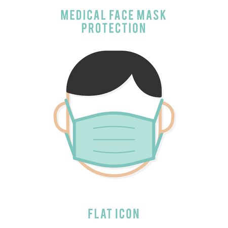 medical face mask protection. wear mask protection. flat icon designのイラスト素材
