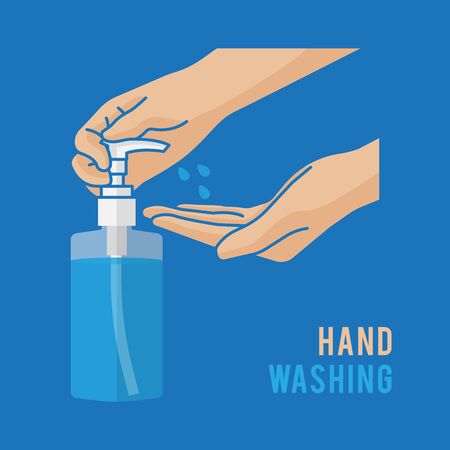 Pump alcohol gel Hand sanitizer Alcohol-based hand rub. Rubbing alcohol. Wall mounted soap dispenser. Wall hanging hand wash container. Protection from germs such as coronavirus (Covid-19) icon designのイラスト素材