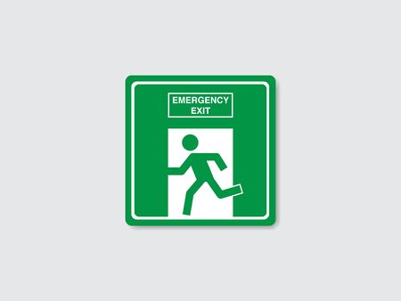 Green emergency exit sign. Fire Exit sign, emergency door symbol, evacuation icon. public signage vector illustrationのイラスト素材