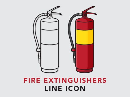 fire extinguisher line icon or sign, isolated on white background, vector Illustrationのイラスト素材