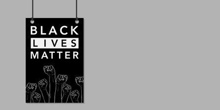 Black lives matters. Social poster, banner. Stop racism police violence. I can't breathe. Flat...