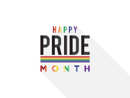 LGBT pride month on white background.Vector template for poster, social network, banner, cards. word PRIDE for poster. LGBTQ love symbol background. Concept design.のイラスト素材