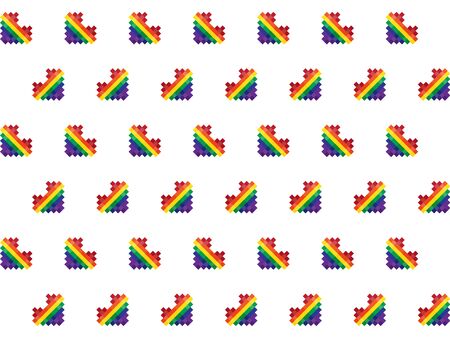 LGBT Pride pixel art in white background pattern. Illustrations Drawing Vector Sketch for textile, print, poster, background, apparel, t-shirt, wallpaperのイラスト素材