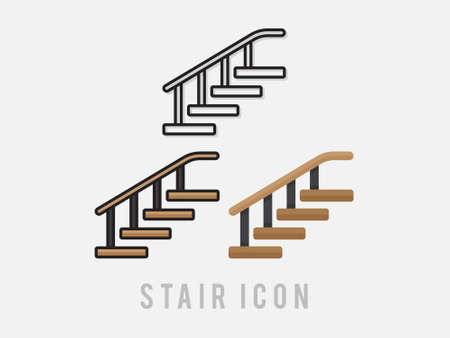 stairs icon. Trendy modern flat linear vector stairs icon on white background from thin line collection, outline vector illustrationのイラスト素材
