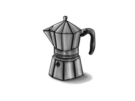 moka pot continuous line vector drawing. Isolated on a white background.の写真素材