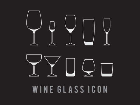 Wine glass outline icon. Vector illustration. Icon Set high quality outline symbol for web design or mobile app. Wineglasses thin line signs for design logo, visit card, etc.のイラスト素材