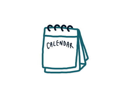 calendar/ cartoon vector and illustration, hand drawn, sketch style, isolated on white background.のイラスト素材