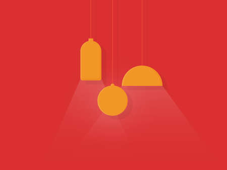 yellow electric lamp on red background. Vector template for poster, social network, banner, cards.のイラスト素材