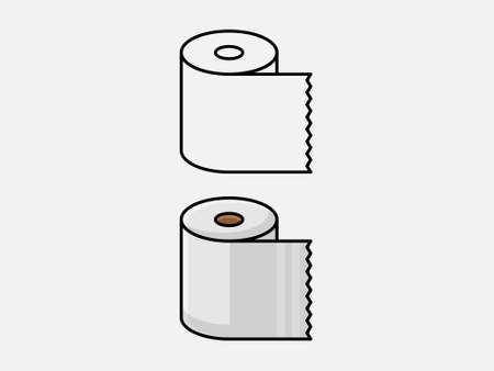 Tissue. Flat thin line illustration. Runny nose, rhinitis, napkin. Flu and symptoms concept. For health, medicine, hygiene. vector illustration.のイラスト素材