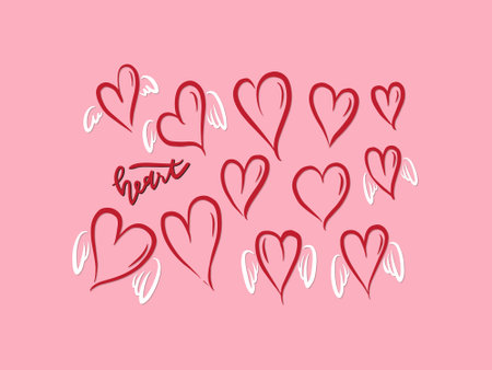 Hand drawn hearts. Design elements for Valentine's day. Handdrawn rough marker hearts isolated on white background. Vector illustration for your graphic designのイラスト素材