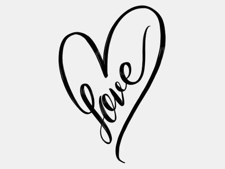 Love. Hand written lettering isolated on white background.Vector template for poster, social network, banner, cards.のイラスト素材