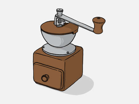 coffee grinder Illustration on a white background. Hand drawn sketch style. Coffee mill solid icon. Symbol, logo illustration. Pixel perfect vector graphics. Isolated on white background.のイラスト素材
