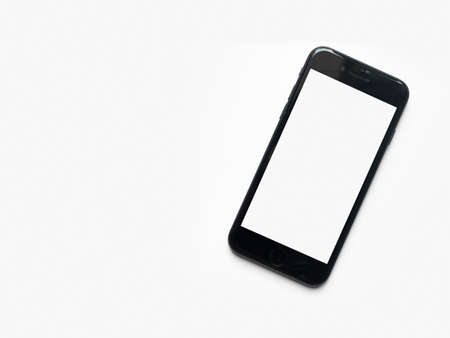 smart phone with blank screen isolated on white backgroundの写真素材