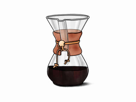 Coffeemaker sketch engraving raster illustration. Scratch board style imitation. hand drawn image.のイラスト素材