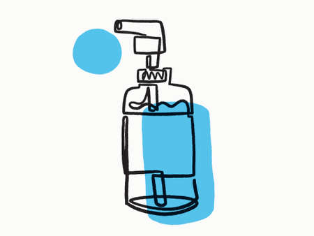 Alcohol Gel continuous line vector drawing. Business agreement vector concept.のイラスト素材