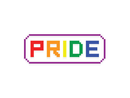 LGBT pride pixel art vector on white background.Vector template for poster, social network, banner, cards. word PRIDE for poster. LGBTQ love symbol background. Concept design.のイラスト素材