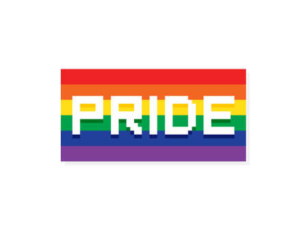 LGBT pride pixel art vector on white background.Vector template for poster, social network, banner, cards. word PRIDE for poster. LGBTQ love symbol background. Concept design.のイラスト素材