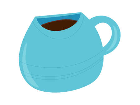 Set of Tea or Coffee Cups. Ceramic Crockery, Abstract Spots and Patterns. Cartoon Vector Illustrationのイラスト素材
