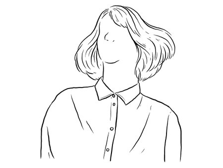 Young woman in a shirt. Vector illustration of a woman in a shirt.のイラスト素材