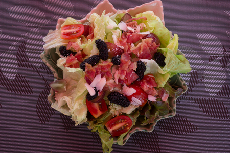One salad on the tableの写真素材