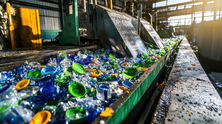 Automated recycling line reprocessing plastic into reusable containers with zero-emission equipmentの素材