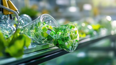 Eco-friendly assembly line powered by renewables reshaping plastic waste into goodsの素材