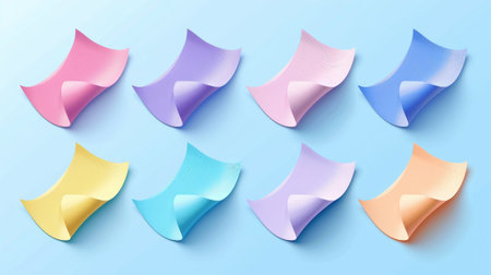 Blank sticker sheet with curled edges and realistic texture, ready for custom designの素材