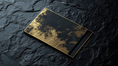 A sophisticated gold VIP card featuring a metallic finish and embossed details, set against a luxurious black textured backdrop, exuding exclusivity.の素材
