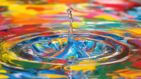 Vibrant paint splashes suspended in water, creating mesmerizing swirling patterns in a beautiful explosion of color, perfect for abstract and dynamic visuals.の素材