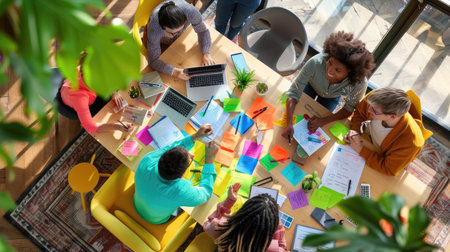 Diverse group working together in virtual training, symbol of innovation in learning, e-learning progressの素材