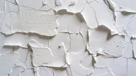 Close-up of white stucco wall with rounded bumps and rough texture. Architectural surface, abstract construction designの素材