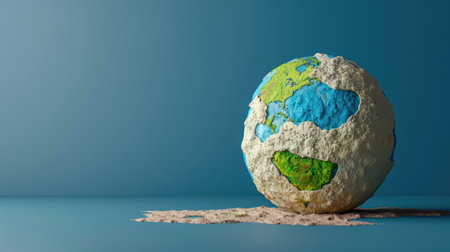 AI-generated clay Earth globe, handcrafted style for school or eco conceptsの素材