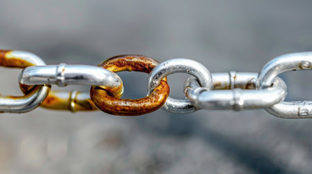Shiny chain links with mixed metal tones, representing strength and unityの素材