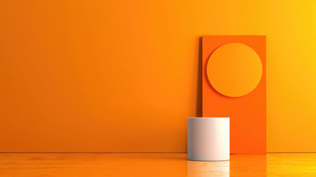 Vibrant orange studio with clean floor and blank space, perfect for showcasing products or advertising bannersの素材