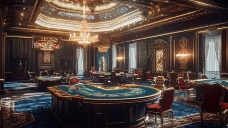 Experience the sophisticated elegance of a grand casino interior filled with luxurious dの素材
