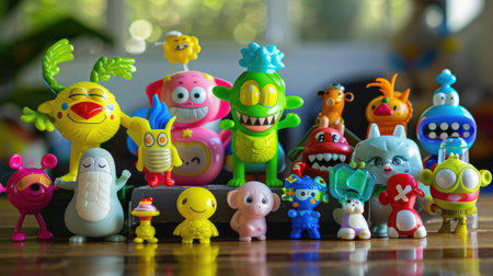 A vibrant collection of delightful plastic toys showcasing an array of whimsical characters. Perfect for playtime, decoration, or inspiring creativity.の素材