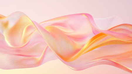 A mesmerizing abstract design showcasing flowing fabric in soft pink and yellow hues, ideal for contemporary backgrounds and artistic visuals.の素材