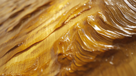 Explore the intricate details of a textured wood surface, featuring a glossy finish that highlights the natural grain patterns and organic designs.の素材