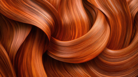 This stunning close-up image showcases flowing silky hair in warm red and copper tones, perfect for creative and beauty projects or artistic backgrounds.の素材
