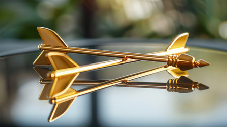 A stunning arrangement of golden arrows, embodying elegance and modern design, ideal for office decor, inspiring creativity in stylish workspaces.の素材