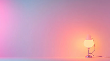 A captivating modern lamp emits a soft glow against a pastel background, creating an enchanting ambiance perfect for interior decor and creative spaces.の素材