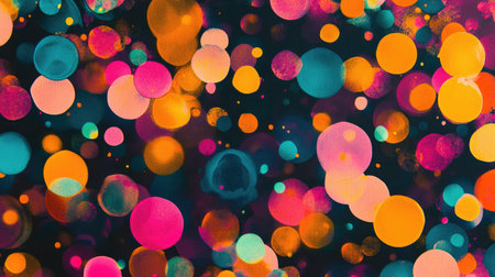 This colorful abstract background features bright dots and a stunning bokeh effect, ideal for creative projects, digital art, and graphic design inspiration.の素材