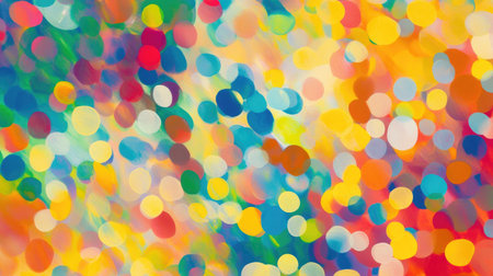 This vibrant abstract background features colorful circles with a soft blurred effect, perfect for creative projects, celebrations, or digital design.の素材