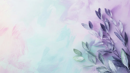 A soothing pastel background featuring delicate leaves, ideal for artistic projects, designs, or serene compositions, evoking a sense of calm and creativity.の素材