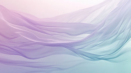 This stunning abstract image features soft pastel flowing fabric waves in gradient shades of purple and blue, perfect for artistic designs and backgrounds.の素材