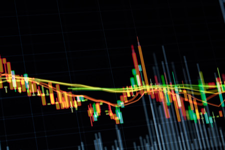 Stock market chart, Stock market data on LED display concept