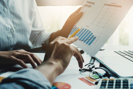 Business people meeting to analyze and discuss the situation on the financial document report in the meeting room.Business conceptの写真素材